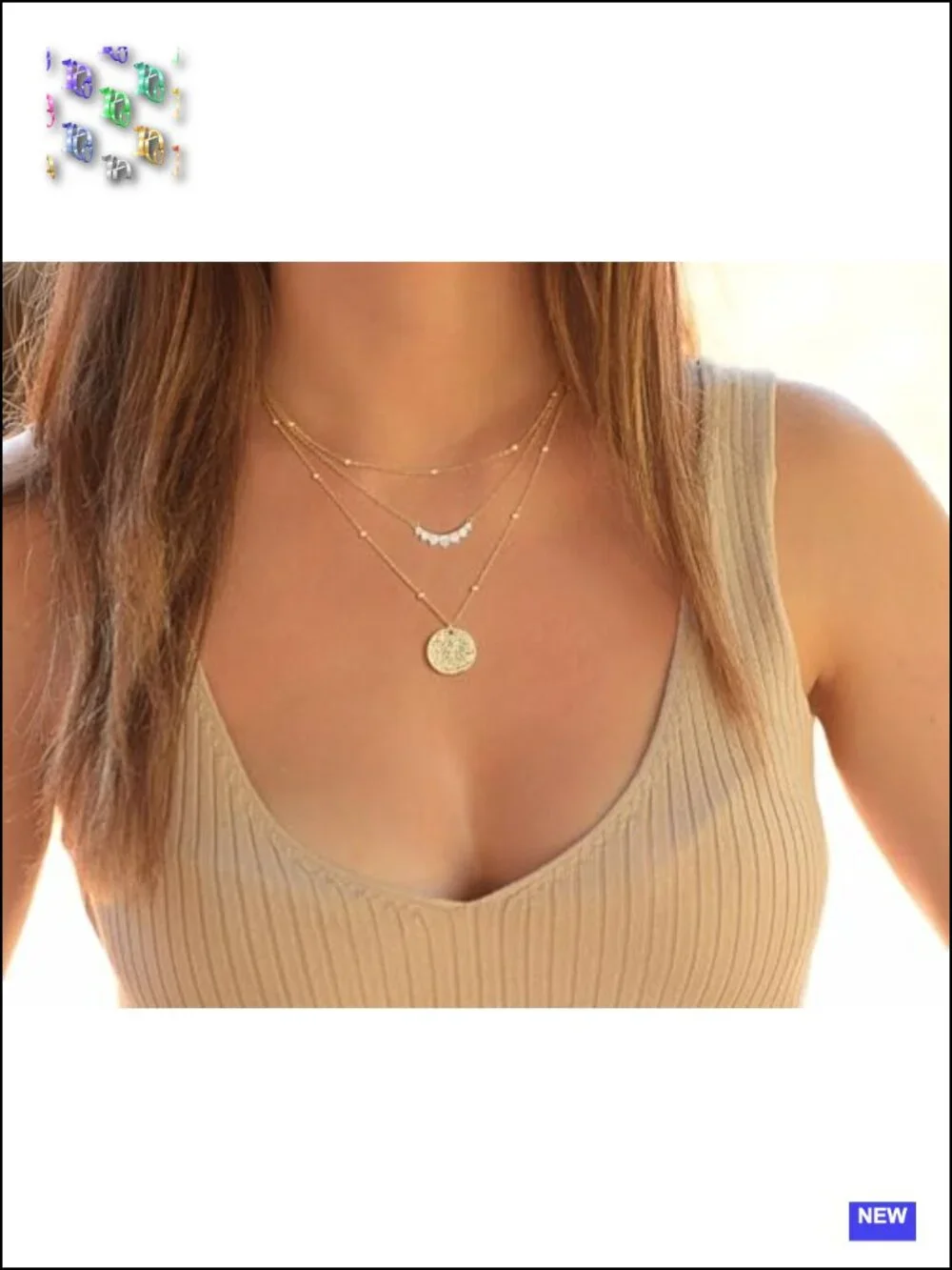 14K Gold Plated Layered Necklace Set with Cubic Zirconia